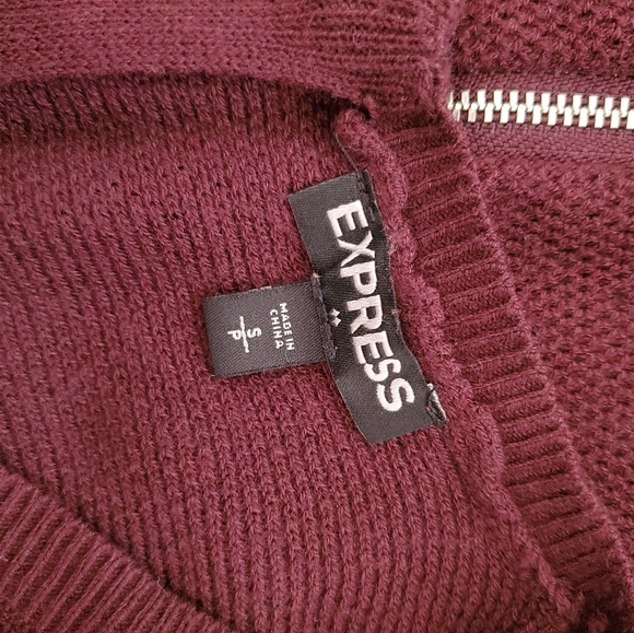 Express, burgundy high-low oversize sweater - Picture 3 of 3